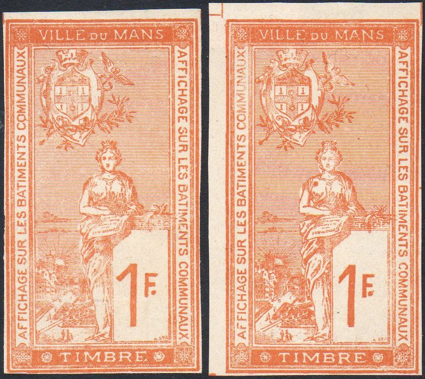 Le Mans : Timbre Fiscal 'Affiches' 1901 : Le Pont en X : Tramway à vapeur : 1 Franc 